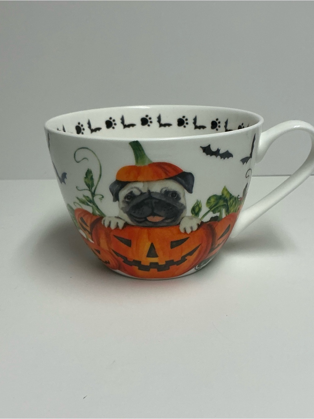 Pumpkin Pug Halloween Fall Mug -Portobello By Design- Bone China